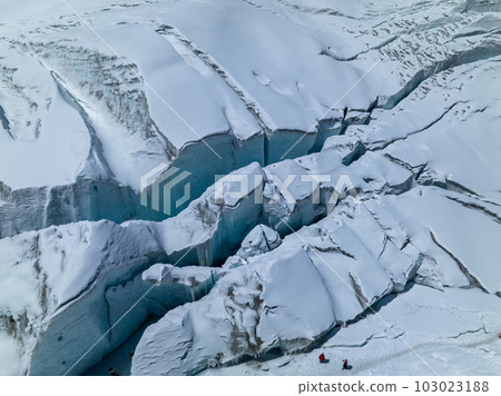 aerial view of high altitude glacier mountains, China aerial view of high altitude glacier mountains, China 103023188