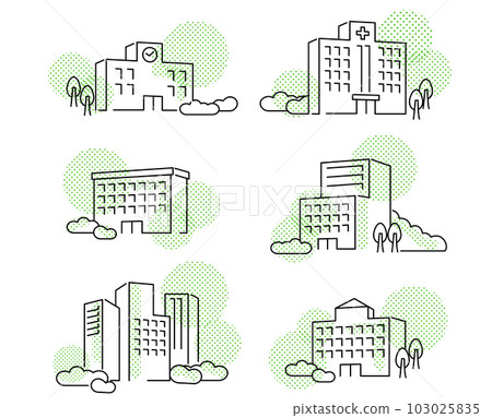 平線圖圖像學校或市政廳插圖點圖案綠色 平線圖圖像學校或市政廳插圖點圖案綠色 103025835