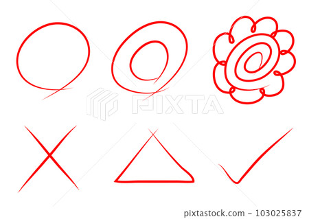 Set illustrations of Maru, Hanamaru, Batsu, Triangle, etc. 103025837