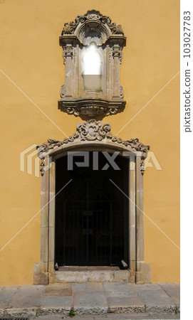 entrance to a small church. Selective focus entrance to a small church. Selective focus 103027783