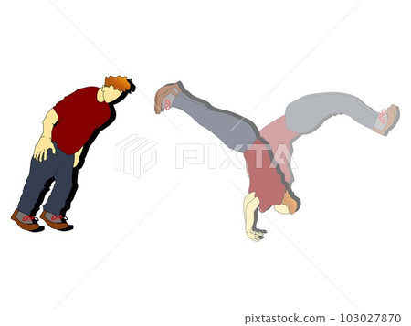 舞蹈的一幕,在空中翩翩起舞,表達後空翻的時間差 舞蹈的一幕,在空中翩翩起舞,表達後空翻的時間差 103027870