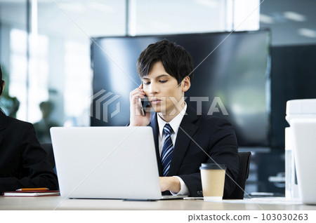 Male business computer smartphone call telephone Male business computer smartphone call telephone 103030263