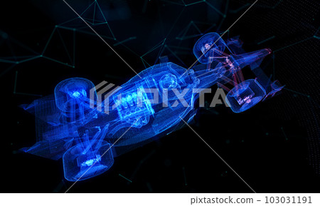 Particles formation Car virtual technology visualization of 3d 103031191