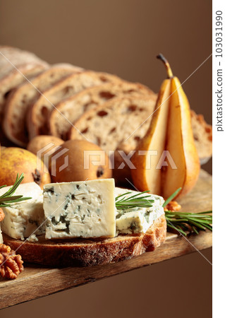 Sandwich with blue cheese and pears. Sandwich with blue cheese and pears. 103031990