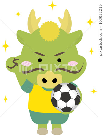 龍年踢球可愛龍插畫 龍年踢球可愛龍插畫 103032219