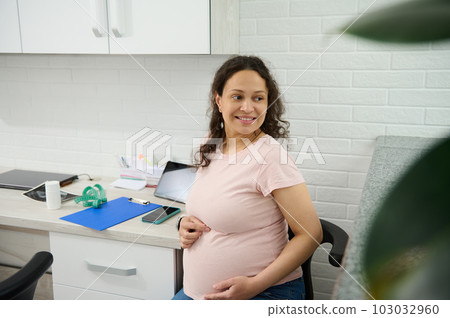 Pregnancy 3d trimester. Charming pregnant woman visiting female doctor obstetrician for regular medical check-up. Healthcare and medicine.Obstetrics and gynecology. Women's health. Expecting baby Pregnancy 3d trimester. Charming pregnant woman visiting female doctor obstetrician for regular medical check-up. Healthcare and medicine.Obstetrics and gynecology. Women's health. Expecting baby 103032960