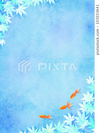 Goldfish and blue maple Japanese style image Goldfish and blue maple Japanese style image 103033641