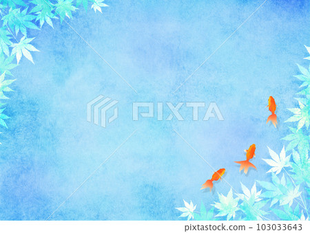 Goldfish and blue maple Japanese style image Goldfish and blue maple Japanese style image 103033643