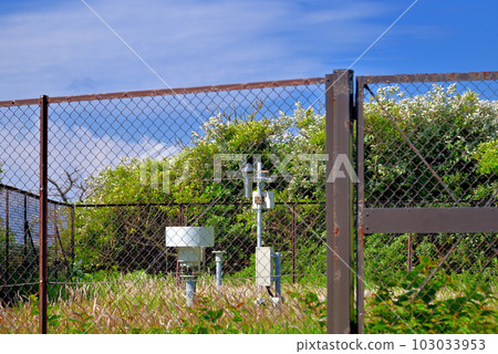 Izu Peninsula, Minamiizu, AMeDAS rain gauge and thermo-hygrometer at the Irozaki Special Area Meteorological Observatory to prevent disasters, Minamiizu Town, Shizuoka Prefecture (2) 103033953