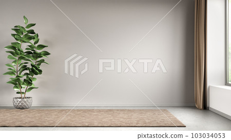 Empty room with gray blank wall, interior background, 3d rendering 103034053