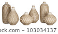 2-piece sets of beautifully crafted wooden table or floor vases. Traditional home decor and accents. Home decorative accessories. Isolated interior object. 3d rendering 103034137