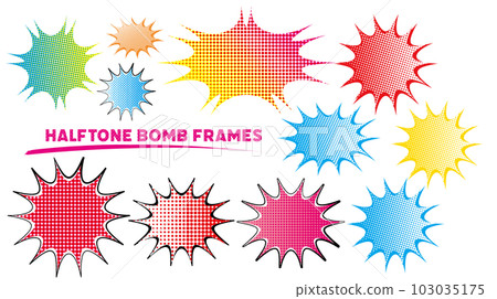 Colorful halftone pattern bomb frame set that is easy to use for leaflets Colorful halftone pattern bomb frame set that is easy to use for leaflets 103035175