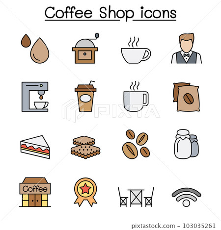 Coffee color line icon set 103035261