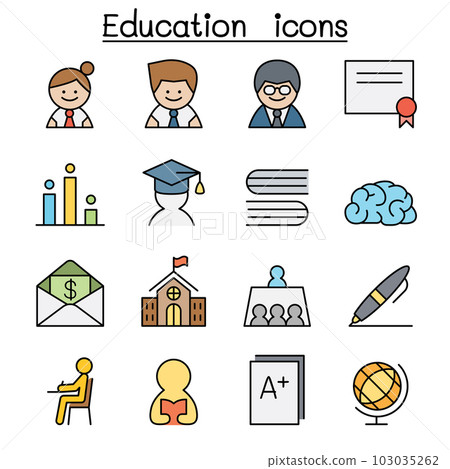 Education and learning color line icon set 103035262