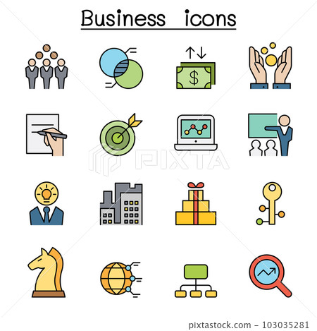 Business color line icon set Business color line icon set 103035281