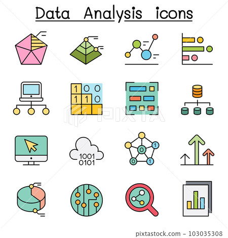 Database , Data and Graph color line icon set - Stock Illustration ...