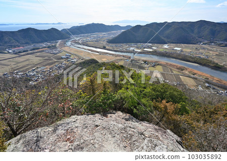 Amagoyama Castle ruins on the summit of Mt. Amago View and ruins Amagoyama Castle ruins on the summit of Mt. Amago View and ruins 103035892