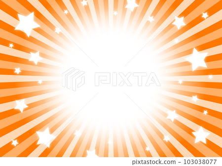 Background image material with orange concentration lines and stars scattered Background image material with orange concentration lines and stars scattered 103038077