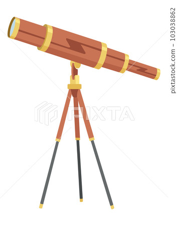 Optical instrument icon for viewing distant objects. Telescope on tripod, device for education. Modern isolated vector illustration 103038862