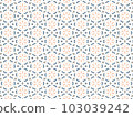 Blue and Orange Abstract Mandala or Ikat Wallpaper Pattern Background 103039242
