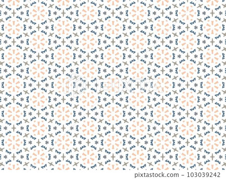 Blue and Orange Abstract Mandala or Ikat Wallpaper Pattern Background 103039242