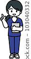 Female nurse 1 pointing and holding a board 103040332