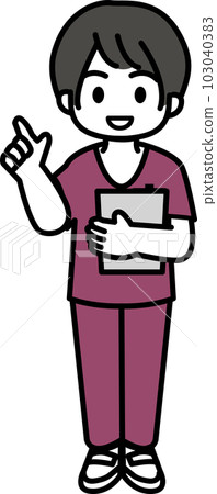 Female nurse 2 pointing and holding a board Female nurse 2 pointing and holding a board 103040383