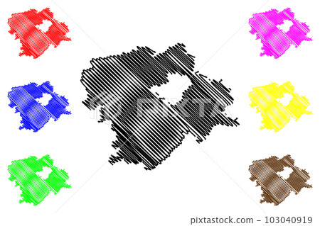 Hof district (Federal Republic of Germany, rural district Upper Franconia, Free State of Bavaria) map vector illustration, scribble sketch Hof map Hof district (Federal Republic of Germany, rural district Upper Franconia, Free State of Bavaria) map vector illustration, scribble sketch Hof map 103040919