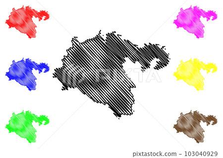 Heidenheim district (Federal Republic of Germany, rural district, Baden-Wurttemberg State) map vector illustration, scribble sketch Heidenheim map 103040929
