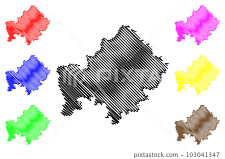 Lower Franconia (Federal Republic of Germany, Administrative division, Region Free State of Bavaria) map vector illustration, scribble sketch Lower Franconia map 103041347