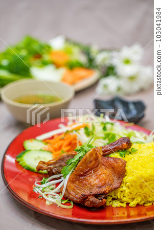 Vietnamese cuisine, chicken dish, platter Vietnamese cuisine, chicken dish, platter 103041984
