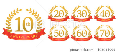 Anniversary icon _ gold red Anniversary icon _ gold red 103041995