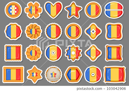 Homemade cookie with flag country Romania in tasty biscuit Homemade cookie with flag country Romania in tasty biscuit 103042906