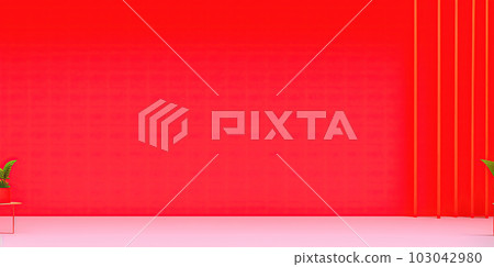 Empty red table for product with red wall background. Empty red table for product with red wall background. 103042980