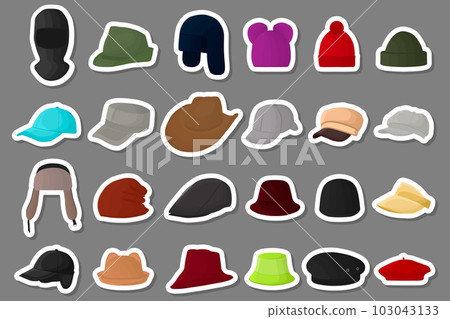 Illustration on theme big kit different types hats, beautiful caps Illustration on theme big kit different types hats, beautiful caps 103043133