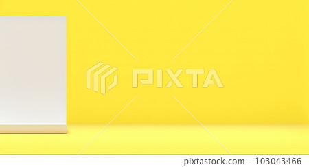 Empty yellow table for product with yellow wall background. Empty yellow table for product with yellow wall background. 103043466