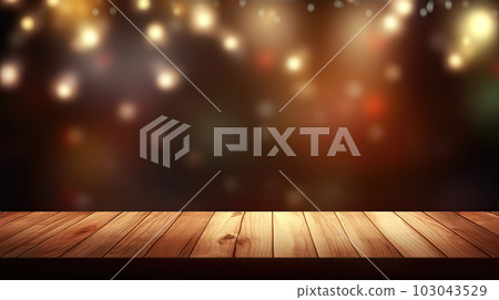 Empty wooden table top on blurred abstract bright bokeh background. Empty wooden table top on blurred abstract bright bokeh background. 103043529