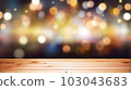 Empty wooden table top on blurred abstract bright bokeh background. 103043683