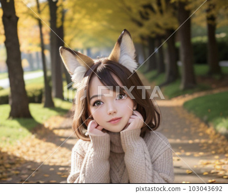 Beauty with fox ears AI image Beauty with fox ears AI image 103043692