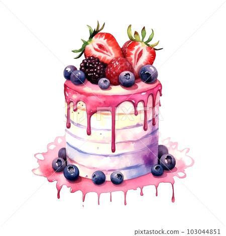 birthday cake illustration vintage