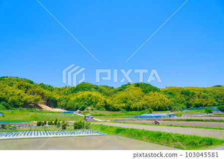 [Osaka Prefecture] June, aging agriculture, elderly people doing farm work with tractors 103045581