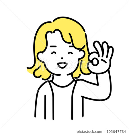 Illustration series of cute people _ androgynous person _ ok sign 103047784
