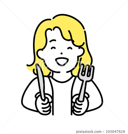 Illustration series of cute people _ androgynous people _ eating Illustration series of cute people _ androgynous people _ eating 103047829
