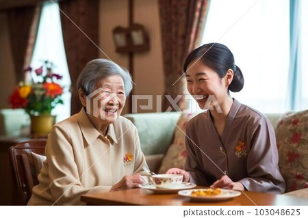 護理人員和老人(AI圖像) 護理人員和老人(AI圖像) 103048625