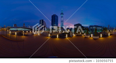 在可以欣賞到東京晴空塔的地方拍攝的 360 度靜止圖像 在可以欣賞到東京晴空塔的地方拍攝的 360 度靜止圖像 103050755