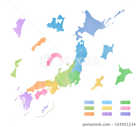 Japanese map material High quality high definition line drawing Blank map Japanese archipelago 103051234