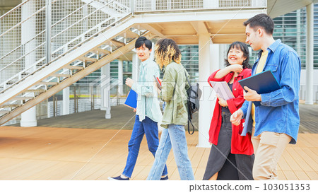走在校園的多民族學生團體 走在校園的多民族學生團體 103051353