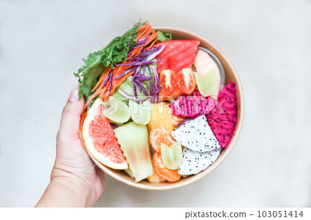fruit and vegetable salad, dragon fruit and orange salad or mixed salad fruit and vegetable salad, dragon fruit and orange salad or mixed salad 103051414