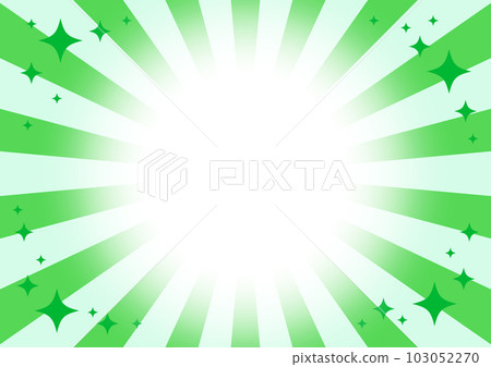 A background image material that shines in the center with glitter scattered on a green concentration line 103052270