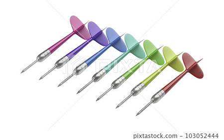 Row with different colored darts 103052444
